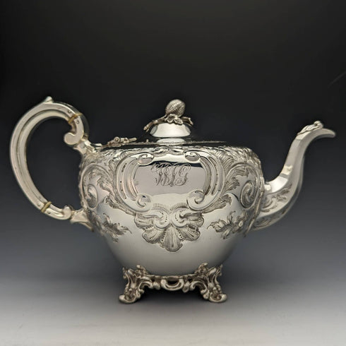 1840s British Antique Silver Plated Teapot 654g Roberts and Hall